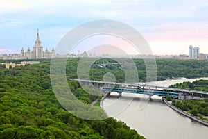 Moscow River, Luzhnetskaya Bridge and MSU