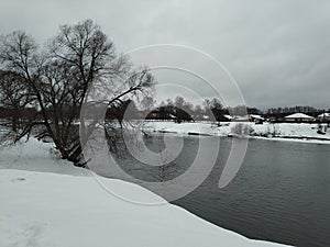 Moscow river near Kubinka Moscow region and the pedastrian bridge over it