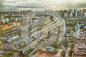 MOSCOW, Russia - April 20, 2024 : view from the Izmailovo Beta hotel on the North-Eastern chord. The North-Eastern chord