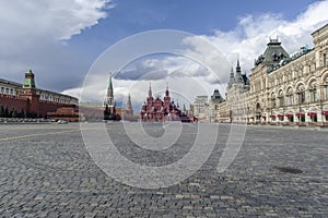 Moscow, Russia, April 5, 2020. Coronavirus Quarantine, Covid-19, in Moscow. Empty Red Square photo