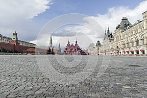 Moscow, Russia, April 5, 2020. Coronavirus Quarantine, Covid-19, in Moscow. Empty Red Square photo