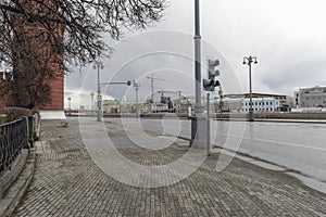 Moscow, Russia, April 5, 2020. Coronavirus Quarantine, Covid-19, in Moscow. Empty streets in the city center photo