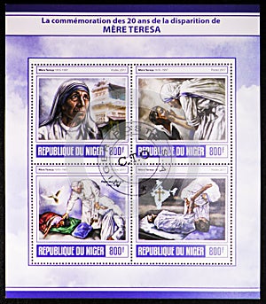 Mini sheet: Mother Teresa, Niger serie, circa 2017