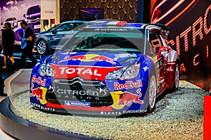 MOSCOW, RUSSIA - AUG 2012: CITROEN DS3 WRC presented as world premiere at the 16th MIAS Moscow International Automobile Salon on