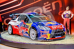 MOSCOW, RUSSIA - AUG 2012: CITROEN DS3 WRC presented as world premiere at the 16th MIAS Moscow International Automobile Salon on