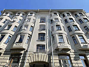 Moscow, Russia, August,28, 2021.7 Zhukovsky Street, Moscow. The former apartment house of R. G. Kravets, V. V. Varpakhovsky 1911,