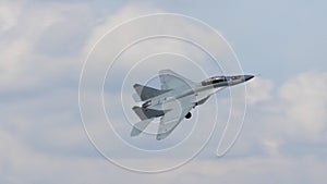 Modern super maneuverable combat fighter jet aircraft of Russian Air Force