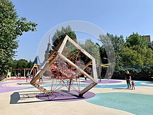 Moscow, Russia, Auust, 18, 2021. Playground in Tagansky Children's Park named after N.N. Pryamikov in Moscow