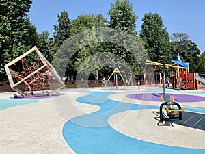 Moscow, Russia, Auust, 18, 2021. Playground in Tagansky Children's Park named after N.N. Pryamikov in Moscow