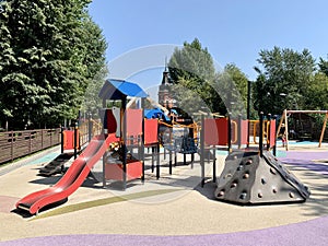 Moscow, Russia, Auust, 18, 2021. Playground in Tagansky Children's Park named after N.N. Pryamikov in Moscow