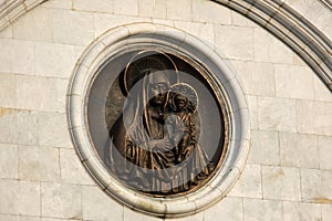 Moscow, Russia - 07.23.2021:Cathedral of Christ the Savior - bronze decorations