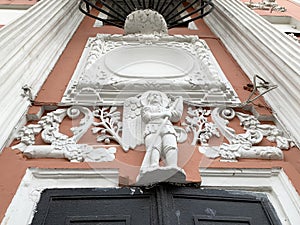 Moscow, Russia.  Church of  Archangel Gabriel, Menshikov tower. Early 18th century. Decorative elements