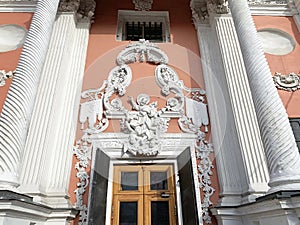 Moscow, Russia.  Church of  Archangel Gabriel, Menshikov tower. Early 18th century. Decorative elements