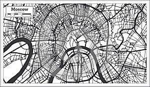 Moscow Russia City Map in Black and White Color
