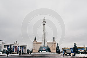 MOSCOW, RUSSIA - DECEMBER 25, 2016: VDNH, Monument to Soviet rocket Vostok in Moscow, VVC