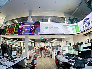 View to busy trading floor of the Sberbank CIB