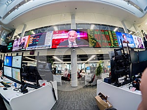 View to busy trading floor of the Sberbank CIB