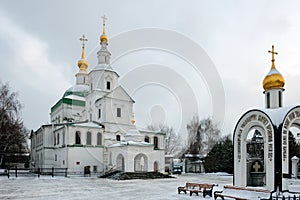 The Cathedral Church of the Seven Ecumenical Councils with the Church of Daniel the Stylite on a winter day