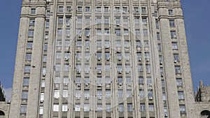 MOSCOW, RUSSIA - JULE 27 2019: The main building of Ministry of Foreign Affairs is one of the famous seven skyscrapers