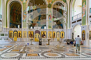 Moscow, Russia - July 24. 2017. Church in honor of Resurrection of Christ, New Martyrs and Confessors of Russian Church on Blood,