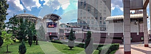 Panoramic view to building of Moscow International House of Music