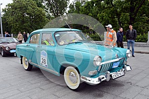 Car `Volga` GAZ-21 at the rally of old cars in Moscow.