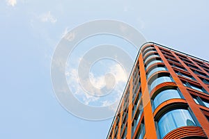 Modern building, view from below. Architecture in modern city. Sale and rental of real estate