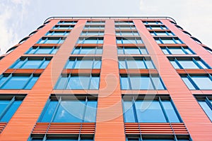 Moscow, Russia, June 22, 2020. Modern building, view from below.