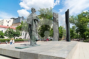 Moscow, Russia - June 02.2016. Monument to Nadezhda Krupskaya on Sretensky Boulevard