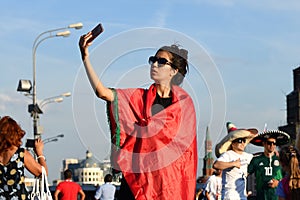 World Cup 2018, football fans on the Red Square in Moscow