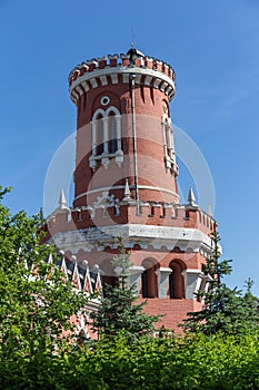 Petrovsky travelling palace in Moscow, neoghotic red bricked arc