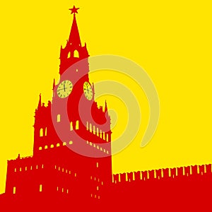 Moscow, Russia, Kremlin Spasskaya Tower with clock