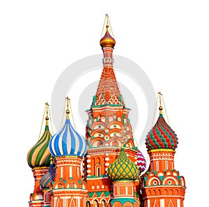 Moscow and Russia landmark symbol. St. Basil Cathedral at Moscow Red Square isolated on white background