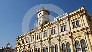 Moscow, Russia. Leningradsky railway station. Landmark built in 1849