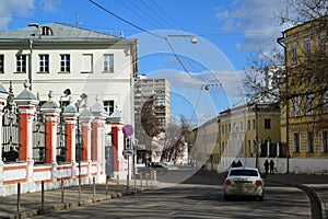 Moscow, Russia - March 14, 2016. Pea Lane is an old street in city center