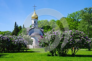 MOSCOW, RUSSIA - May, 2019: The All Russian Exhibition Center, the Chapel of St. Basil the Great