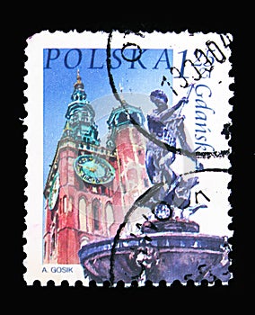 Town Hall, Neptune Fountain, Gdansk, Polish City Landmarks serie, circa 2004