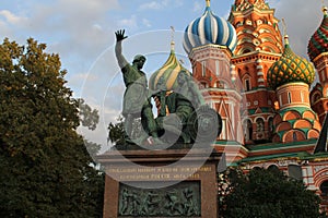 Moscow, Russia. Monument to Minin and Pozharsky on Red Square