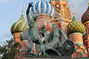 Moscow, Russia. Monument to Minin and Pozharsky on Red Square