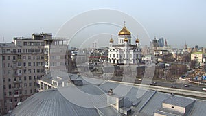 MOSCOW, RUSSIA. Moscow view. Up point. Cathedral of Christ the Savior