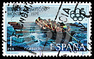 Traineras rowing boat, Olympic Games, Montreal, Rowing, Summer Olympic Games serie, circa 1976