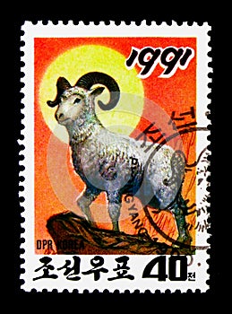 Ram (Ovis ammon aries), Newyear serie, circa 1990