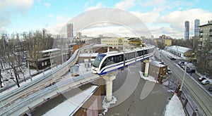 A train at the last station of the Moscow monorail photo