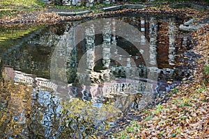 Moscow, Russia - October 05, 2019: Rastrelli grotto in Lefortovo Park in Moscow. The building of the XVIII century of brick with