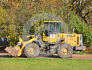MOSCOW, RUSSIA - OCTOBER 22, 2018: SDLG LG936L wheel loader in a Moscow park