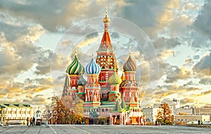 MOSCOW, RUSSIA, postcard view of red square and ST. BASIL cahtedral photo