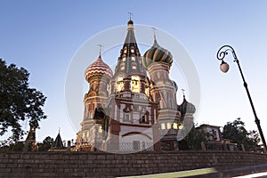 Moscow, Russia, Red Square, Cathedral of Intercession of Most Holy Theotokos on the Moat Temple of Basil the Blessed at night