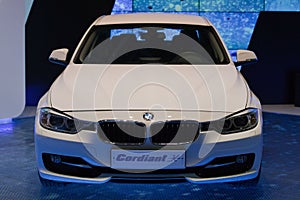 Moscow / Russia - September 8, 2012: Moscow International Automobile Salon. White BMW car.