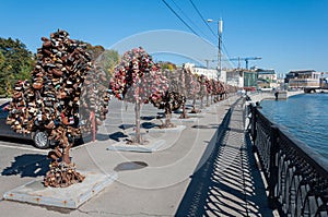 MOSCOW, RUSSIA - 21.09.2015. Trees with locks of