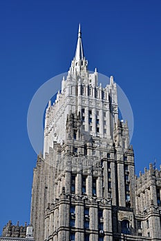 Moscow,Russia, view to building of ministry of internal affairs of Russian Federation-Stalin`s skyscraper.